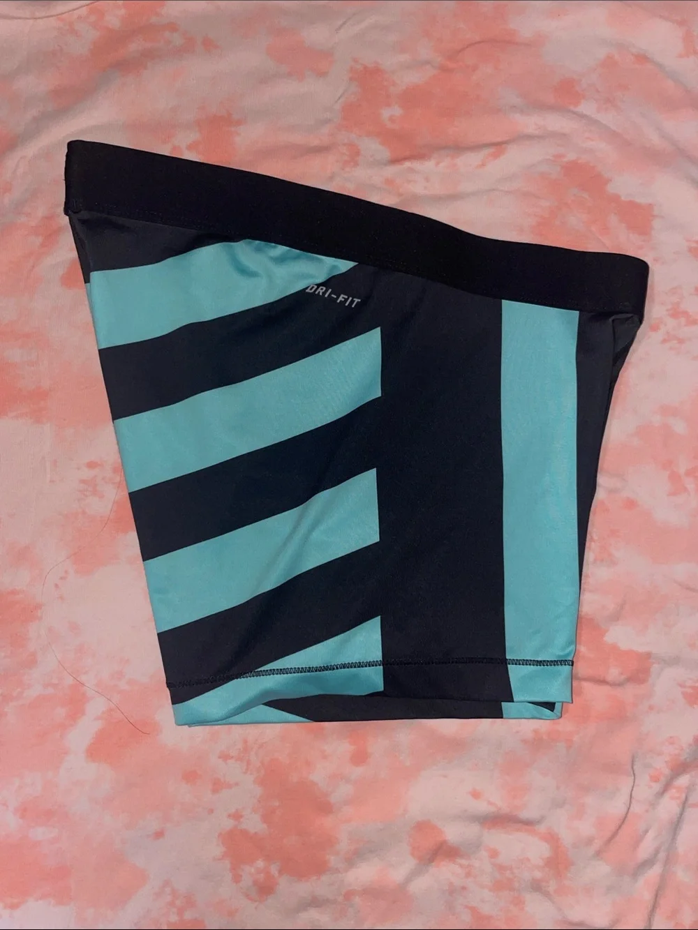 Nike Black and Teal Striped Dri-Fit Pro Compression Shorts